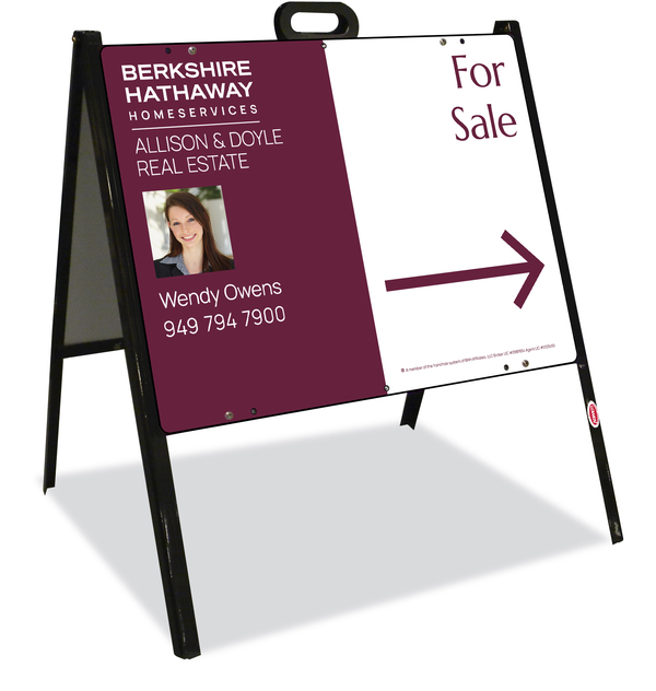 A-Frame and Agent Photo For Sale Sign Panel Unit, 18h x 24w, Steel