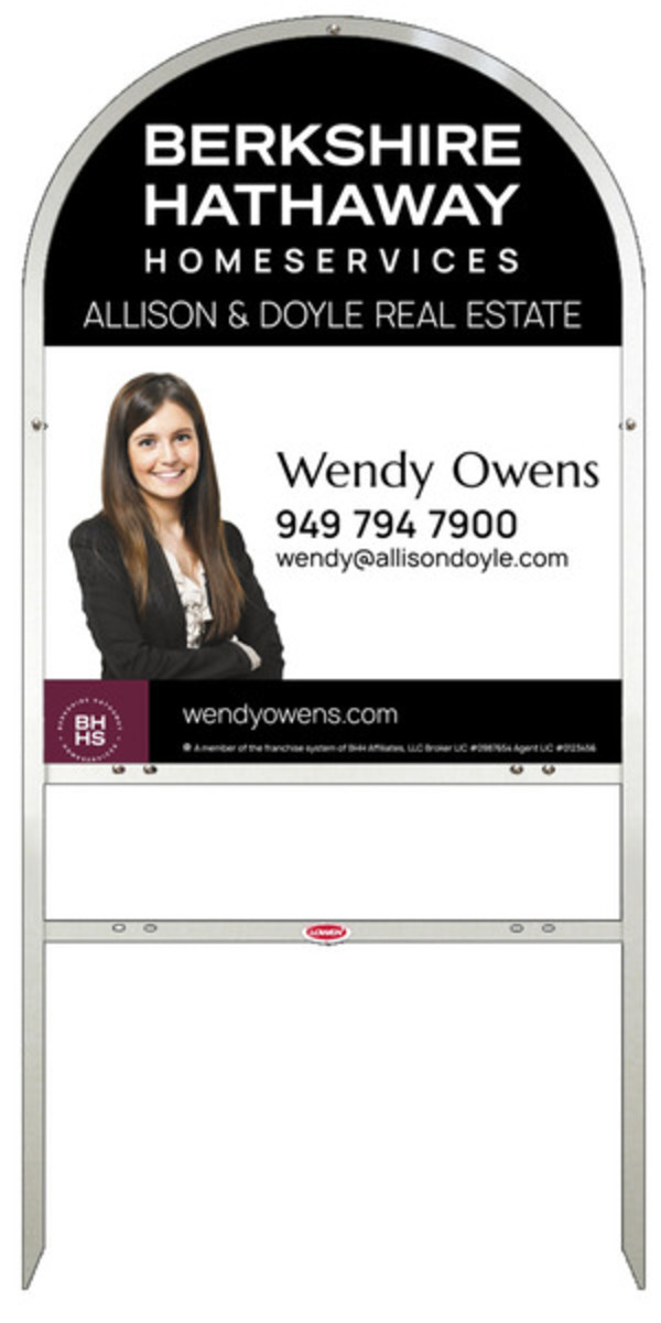 Arc Top Frame w 1 rider inserts and Cut Out Photo Sign Panel Unit, 30h x 24w, Steel