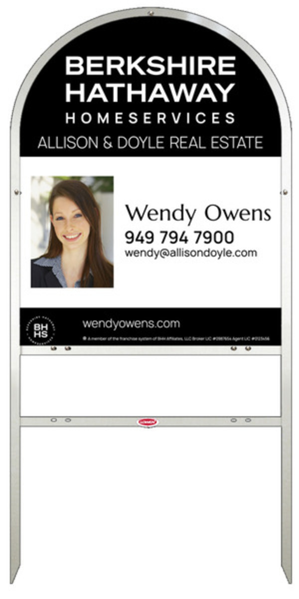 Arc Top Frame w 1 rider inserts and Agent Photo Sign Panel Unit, 30h x 24w, Steel