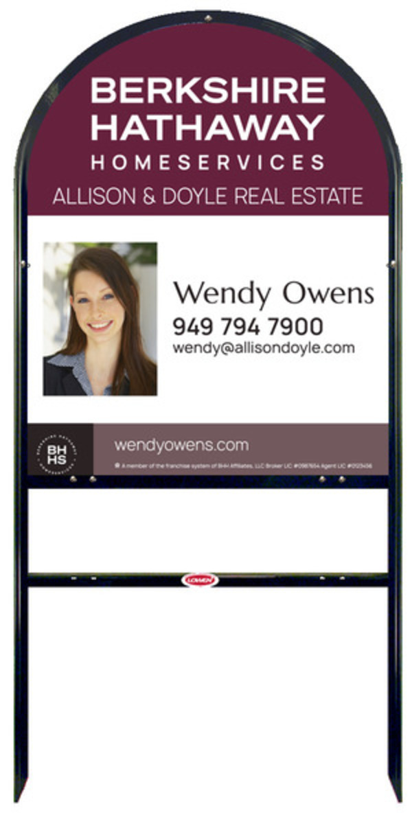 Arc Top Frame w 1 rider inserts and Agent Photo Sign Panel Unit, 30h x 24w, Steel