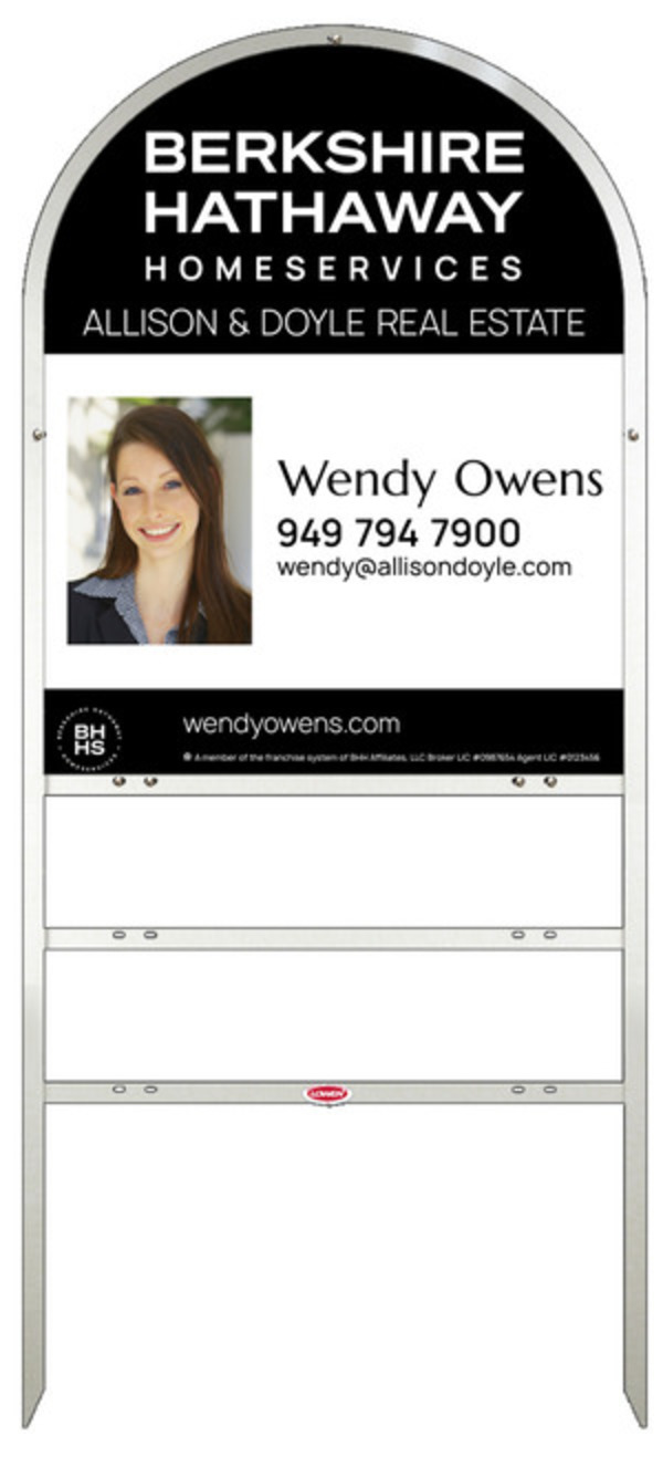 Arc Top Frame w 2 rider inserts and Agent Photo Sign Panel Unit, 30h x 24w, Steel