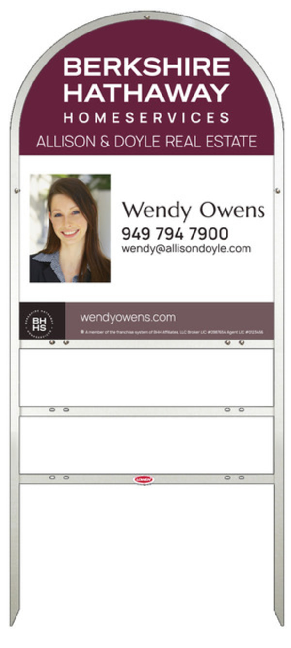 Arc Top Frame w 2 rider inserts and Agent Photo Sign Panel Unit, 30h x 24w, Steel