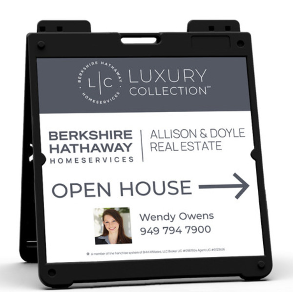 Heavy Duty Plastic A-Frame and Agent Photo Open House Sign Panel Unit, 24h x 24w, Aluminum Composite