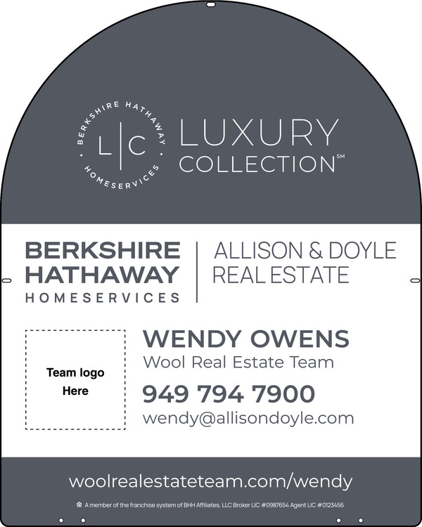 Arc Top Agent Team Logo Sign Panel, 30h x 24, Steel