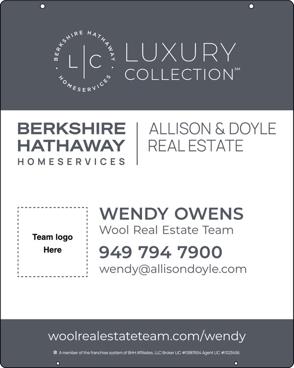 Reflective Hanging Agent Team Logo Sign Panel, 30h x 24w, 3mm Aluminum Composite