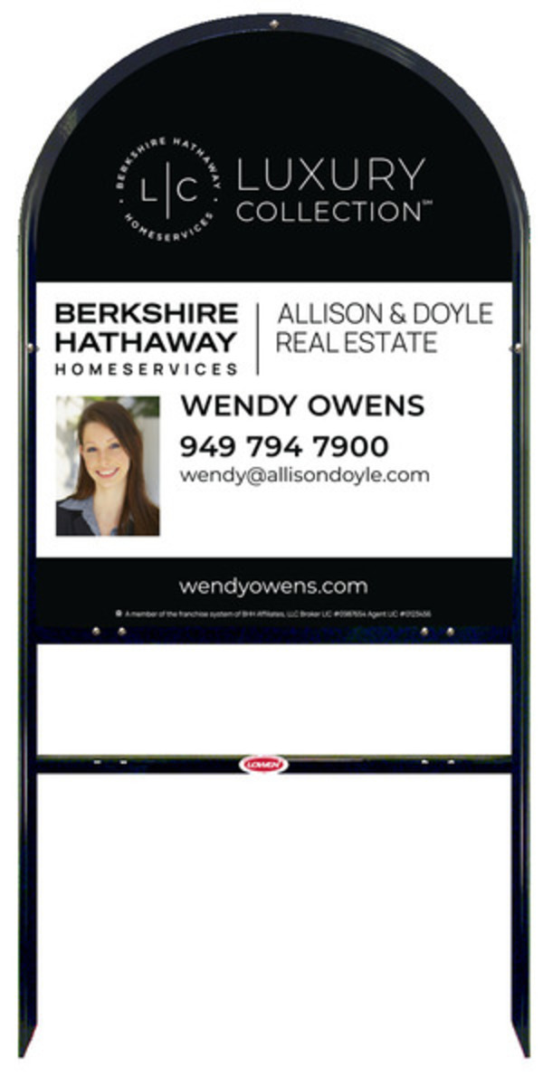 Arc Top Frame w 1 rider inserts and Agent Photo Sign Panel Unit, 30h x 24w, Steel