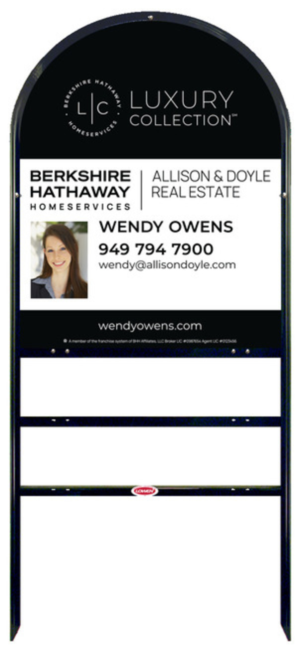 Arc Top Frame w 2 rider inserts and Agent Photo Sign Panel Unit, 30h x 24w, Steel