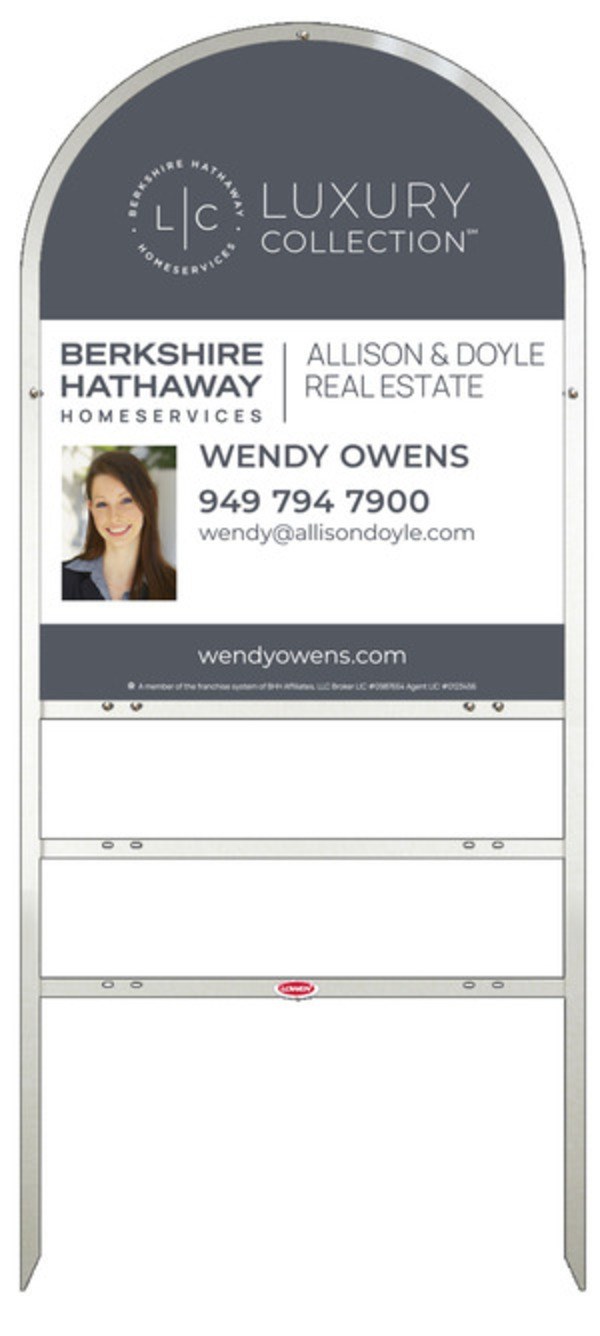 Arc Top Frame w 2 rider inserts and Agent Photo Sign Panel Unit, 30h x 24w, Steel