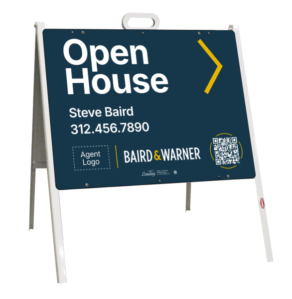 A-Frame and Agent Logo Open House Sign Panel Unit, 18h x 24w, Steel