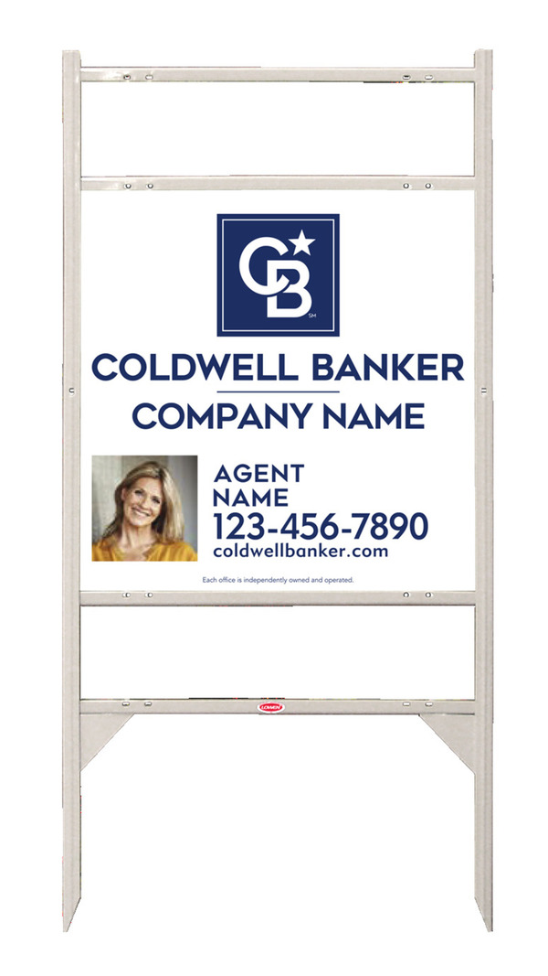 Angle Iron Frame w 2 Rider Inserts and Agent Photo Sign Panel Unit, 24h x 24w, .040 Aluminum