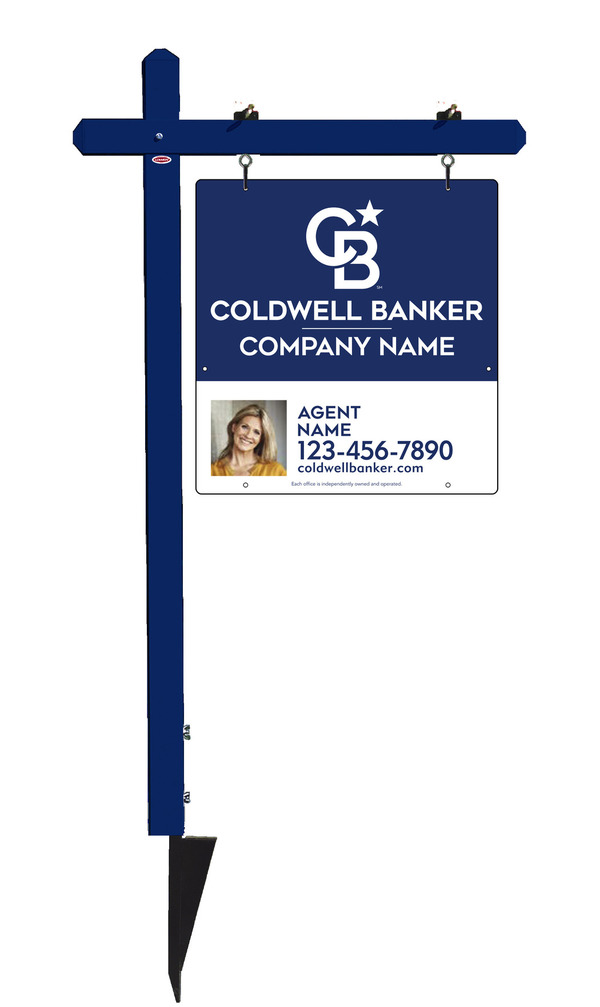 Sign Post and Agent Photo Sign Panel Unit, 25h x 24w, Steel