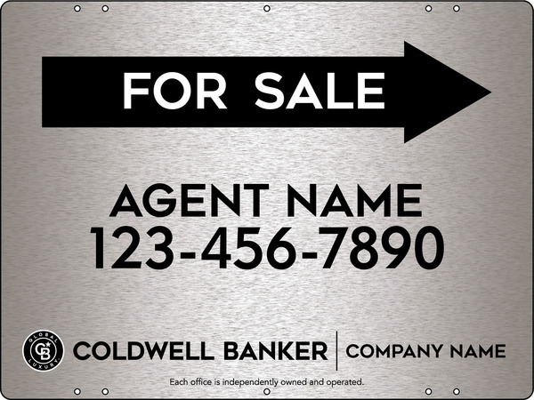 Directional Agent For Sale Sign Panel, 18h x 24w, 3MM Brushed Aluminum Composite