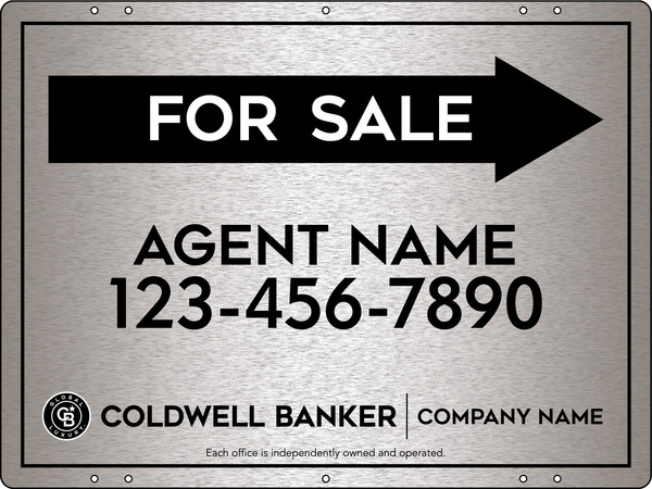 Directional Agent For Sale Sign Panel, 18h x 24w, 3MM Brushed Aluminum Composite