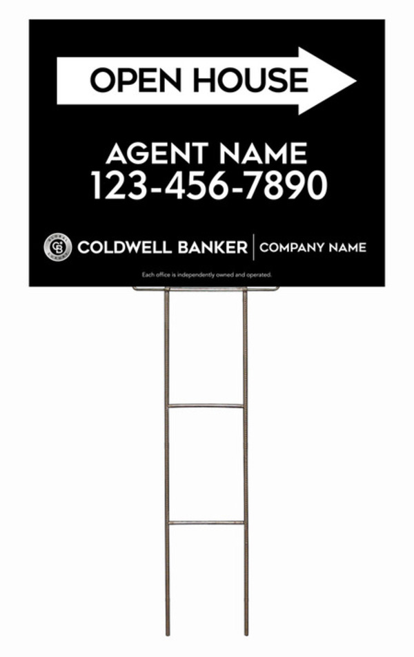 Wire H-Stake and Agent Open House Sign Panel Unit, 18h x 24w, 4mm Corrugated