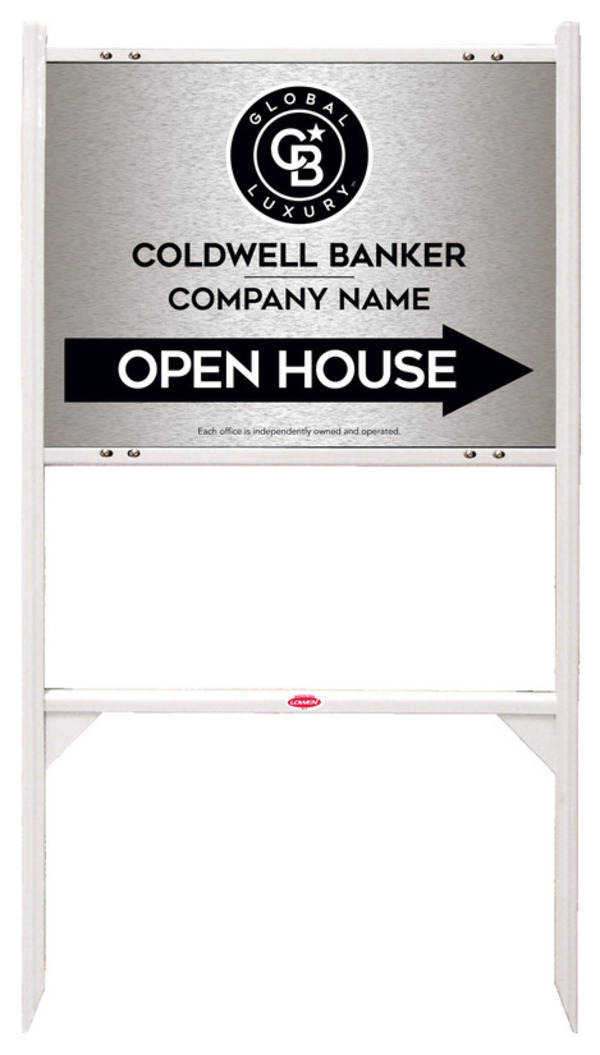 Angle Iron Frame and Office Open House Sign Panel Unit, 18h x 24w, Brushed Aluminum Composite