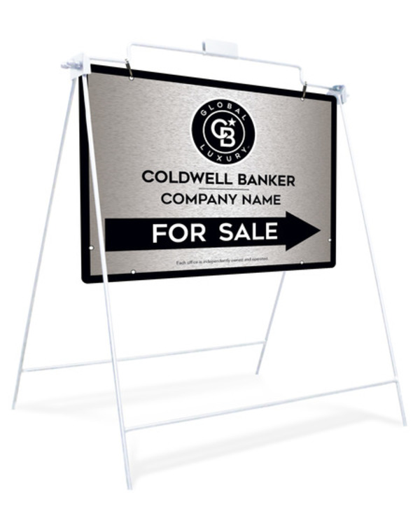 Swinging A-Frame and Office For Sale Sign Panel Unit, 18h x 24w, Brushed Aluminum Composite