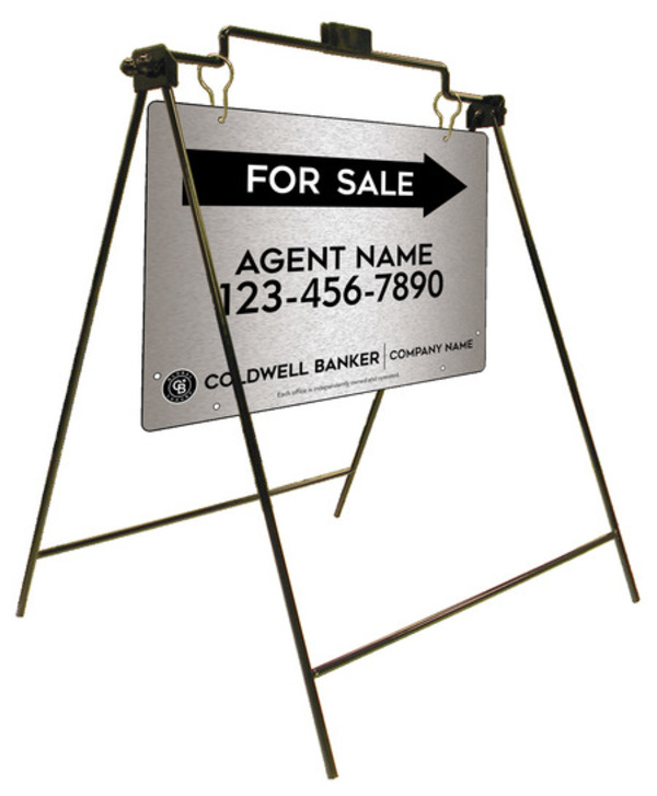 Swinging A-Frame and Agent For Sale Sign Panel Unit, 18h x 24w, Brushed Aluminum Composite
