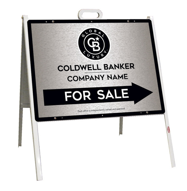 Angle Iron Frame and Office For Sale Sign Panel Unit, 18h x 24w, Brushed Aluminum Composite