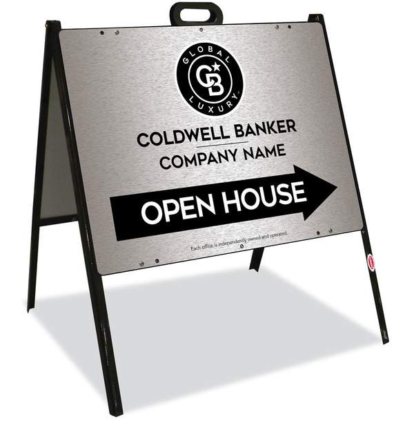 A-Frame and Office Open House Sign Panel Unit, 18h x 24w, Brushed Aluminum Composite