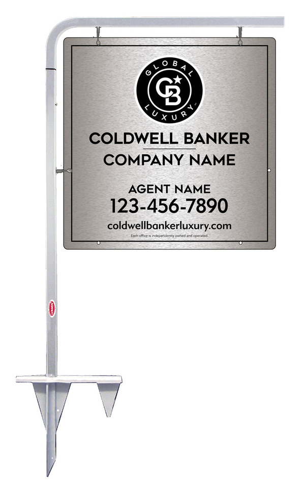 Tubular Stake and Agent Sign Panel Unit, 24h x 24w, Brushed Aluminum Composite
