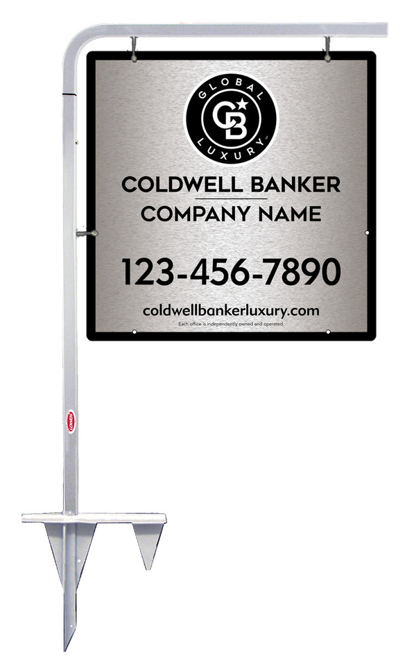 Tubular Stake and Office Sign Panel Unit, 24h x 24w, Brushed Aluminum Composite