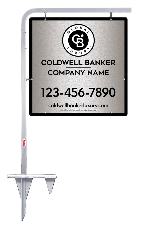 Tubular Stake and Office Sign Panel Unit, 24h x 24w, Brushed Aluminum Composite