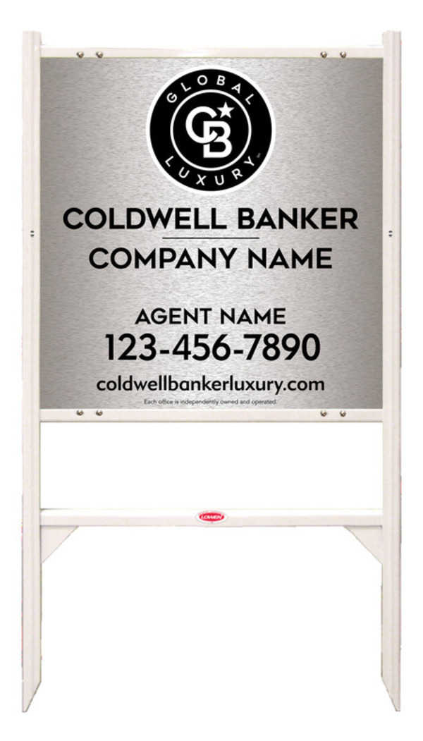 Angle Iron Frame and Agent Sign Panel Unit, 24h x 24w, Brushed Aluminum Composite