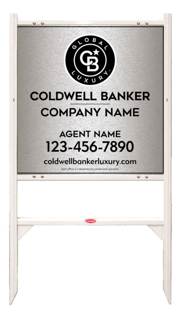 Angle Iron Frame and Agent Sign Panel Unit, 24h x 24w, Brushed Aluminum Composite