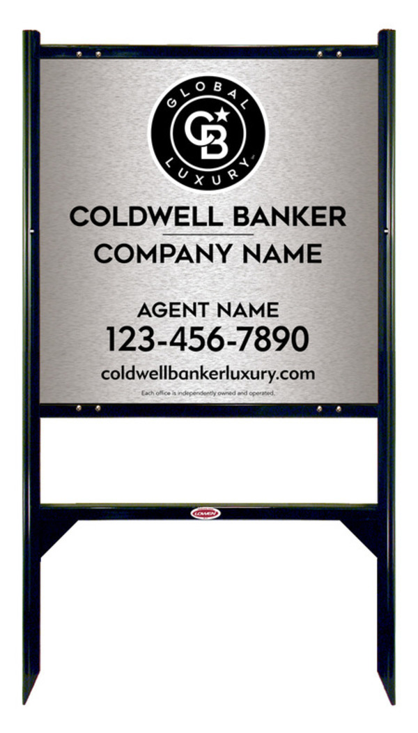 Angle Iron Frame and Agent Sign Panel Unit, 24h x 24w, Brushed Aluminum Composite