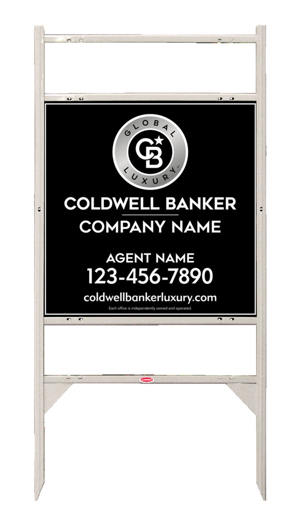 Angle Iron Frame w 2 Rider Inserts and Agent Sign Panel Unit, 24h x 24w, 3MM Aluminum Composite