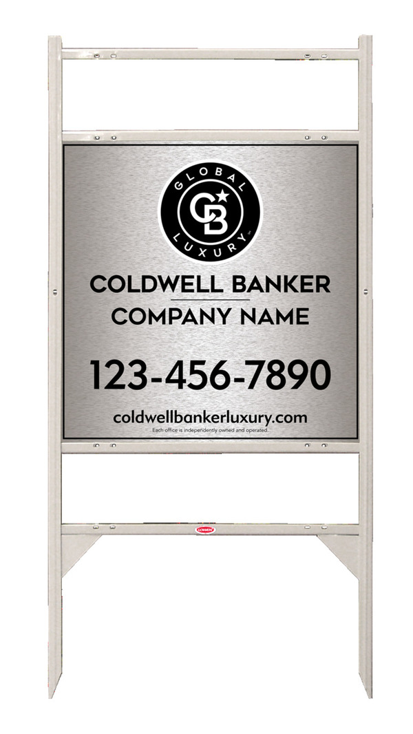 Angle Iron Frame w 2 Rider Inserts and Office Sign Panel Unit, 24h x 24w, Brushed Aluminum Composite