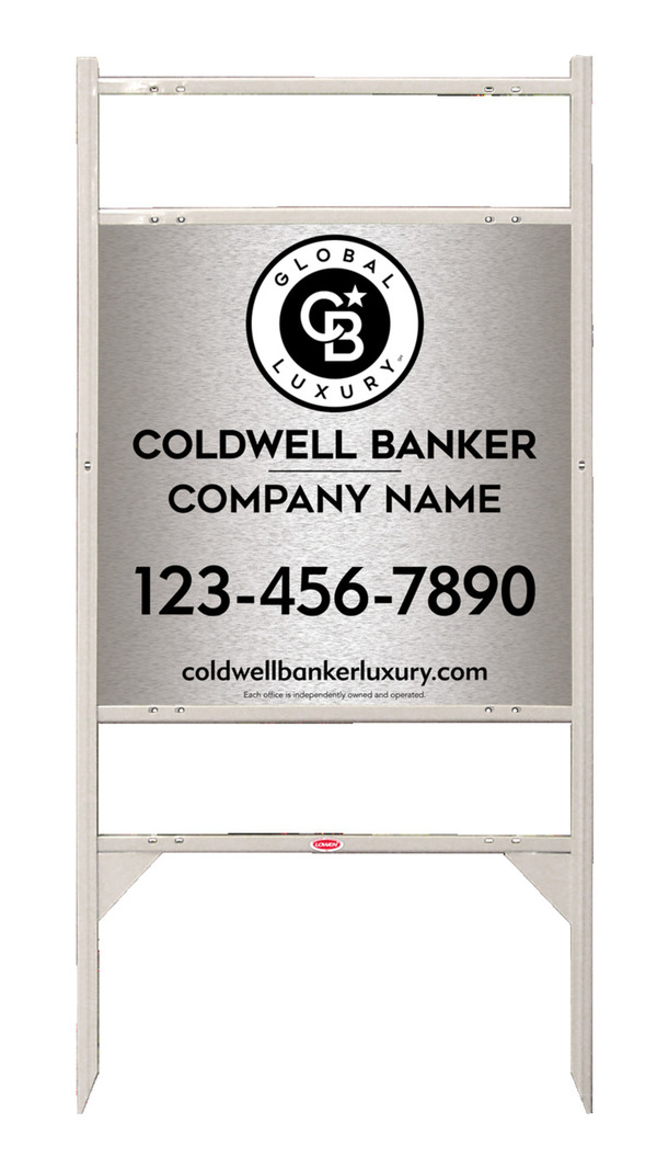 Angle Iron Frame w 2 Rider Inserts and Office Sign Panel Unit, 24h x 24w, Brushed Aluminum Composite