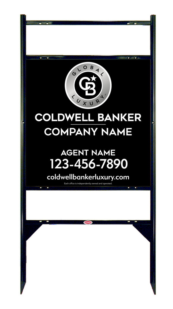 Angle Iron Frame w 2 Rider Inserts and Agent Sign Panel Unit, 24h x 24w, 3MM Aluminum Composite