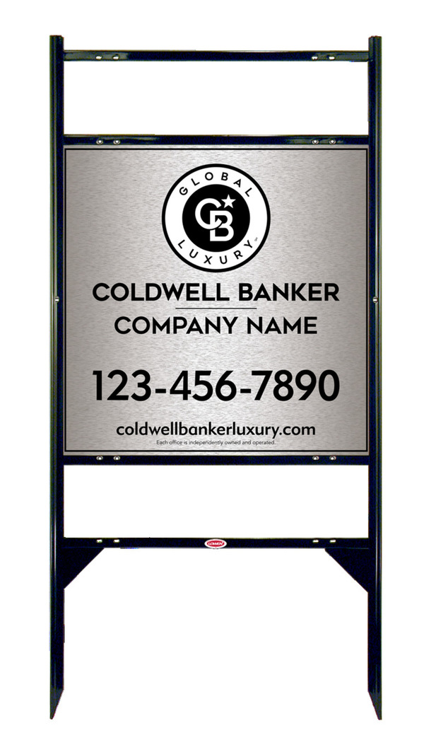 Angle Iron Frame w 2 Rider Inserts and Office Sign Panel Unit, 24h x 24w, Brushed Aluminum Composite