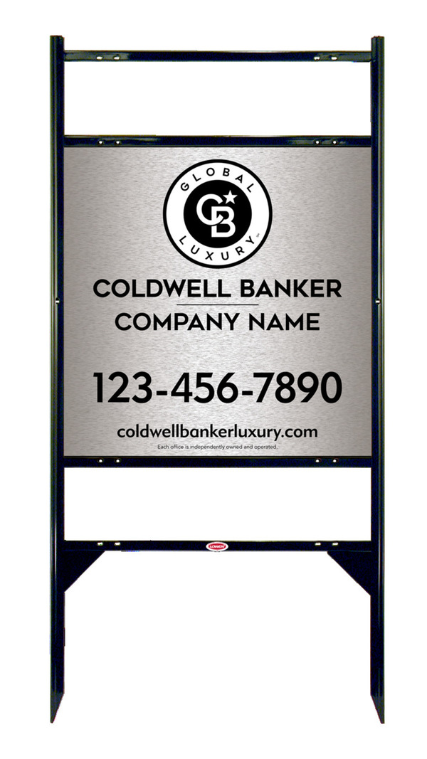 Angle Iron Frame w 2 Rider Inserts and Office Sign Panel Unit, 24h x 24w, Brushed Aluminum Composite