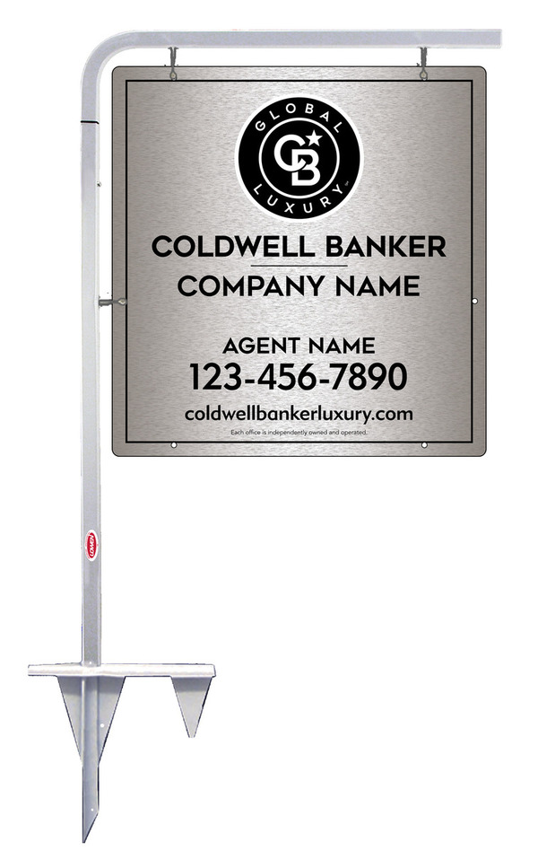 Tubular Stake and Agent Sign Panel Unit, 25h x 24w, Brushed Aluminum Composite