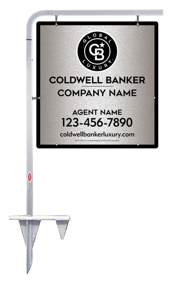 Tubular Stake and Agent Sign Panel Unit, 25h x 24w, Brushed Aluminum Composite