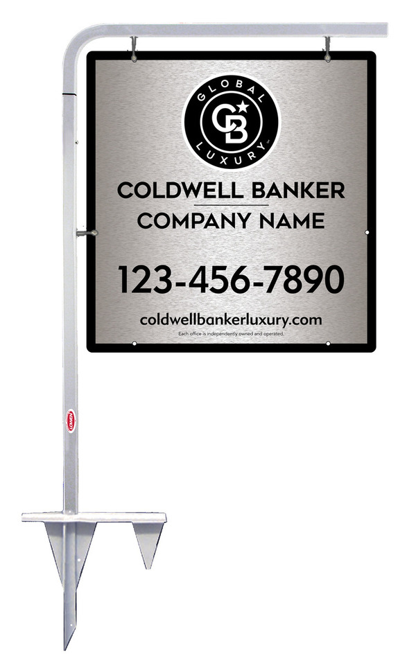 Tubular Stake and Office Sign Panel Unit, 25h x 24w, Brushed Aluminum Composite
