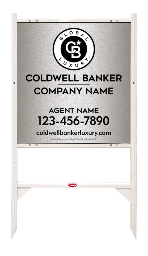 Angle Iron Frame and Agent Sign Panel Unit, 25h x 24w, Brushed Aluminum Composite
