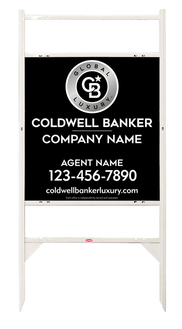 Angle Iron Frame w 2 Rider Inserts and Agent Sign Panel Unit, 25h x 24w, 3MM Aluminum Composite