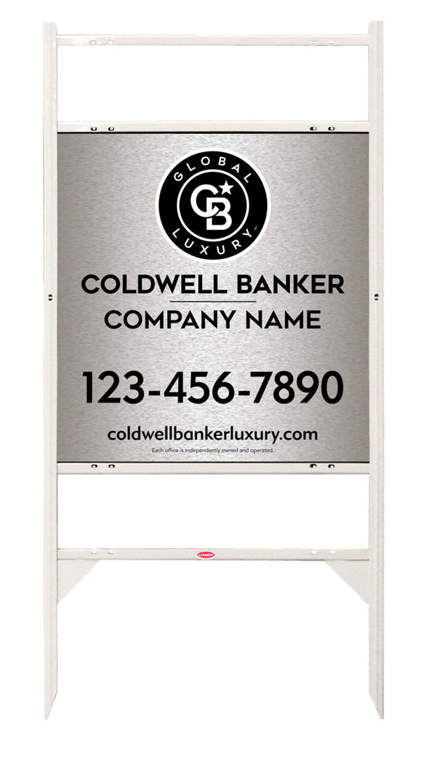 Angle Iron Frame w 2 Rider Inserts and Office Sign Panel Unit, 25h x 24w, Brushed Aluminum Composite