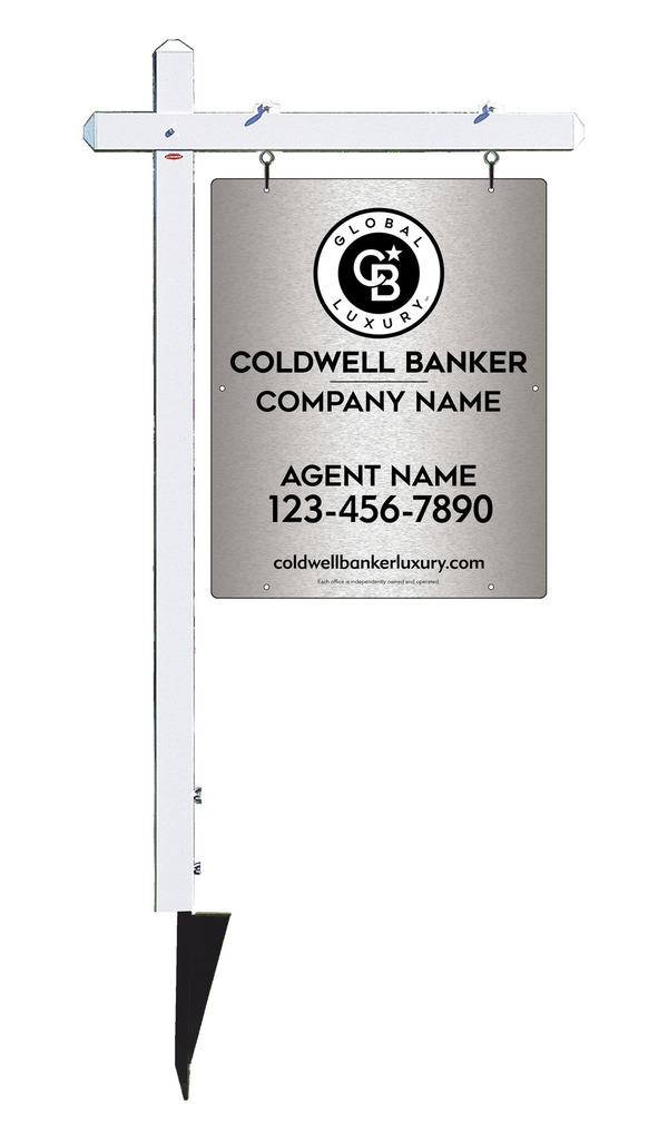 Sign Post and Agent Sign Panel Unit, 30h x 24w, Brushed Aluminum Composite