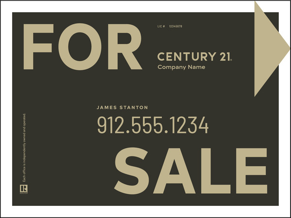 Corrugated Directional For Sale Panel 18x24 Black - Century 21 | Lowen Sign