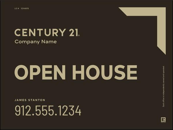 Corrugated Directional Open House Panel 18x24 White - Century 21 | Lowen Sign