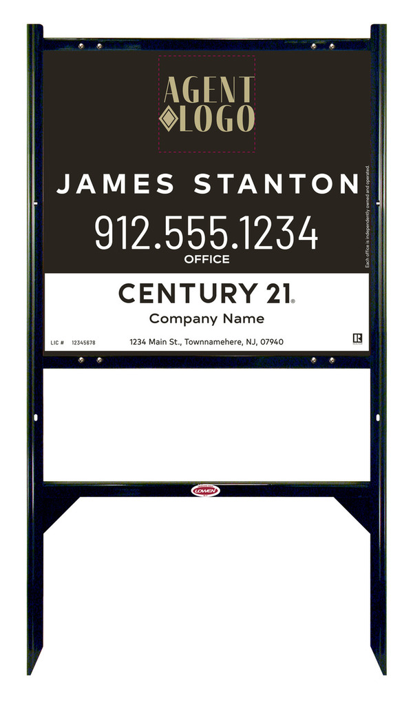 Angle Iron Frame and Agent Logo Centric Sign Panel Unit, 22h x 24w