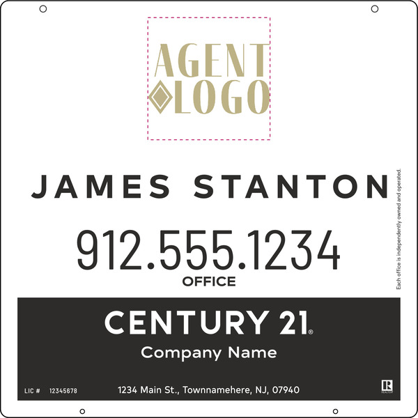 Aluminum Agent Logo Centric Hanging Panel 24x24 - C21 | Lowen Sign