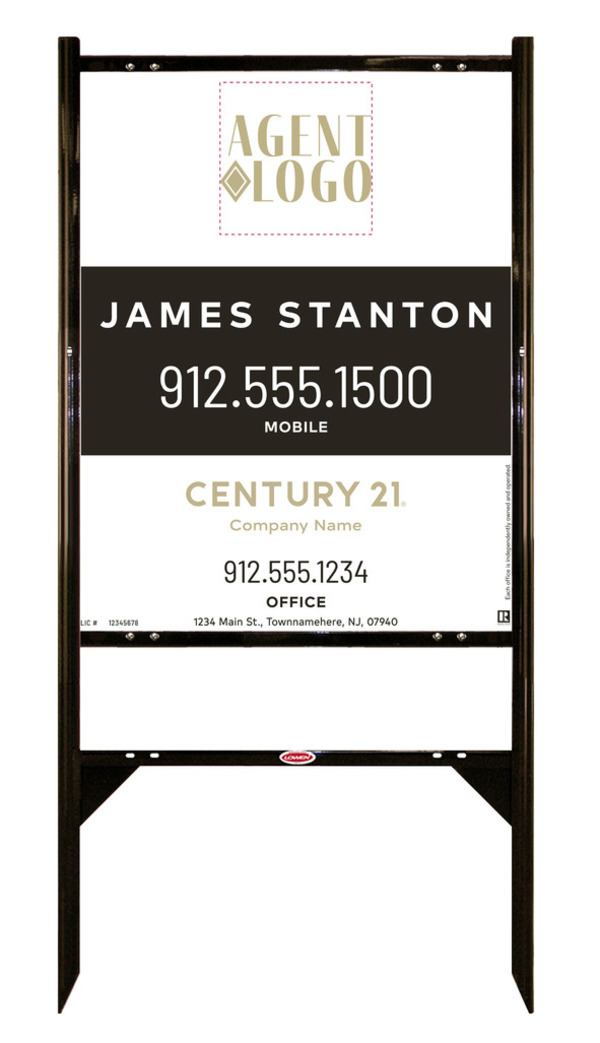 Gibraltar Frame Unit 30x24 Aluminum Agent Logo Centric Gold - Century 21 | Lowen Sign