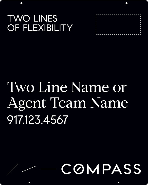 Hanging 2 Line Agent Name Sign Panel, 30h x 24w, Steel - Horizontal Logo