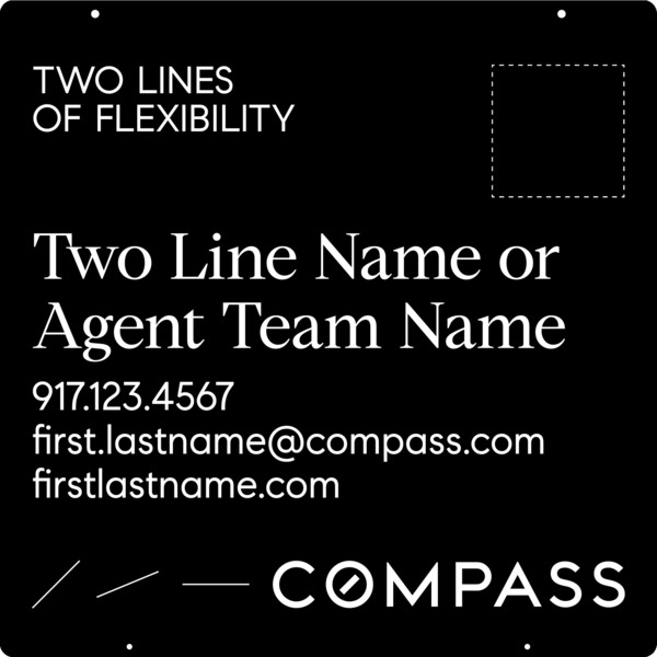 Hanging 2 Line Agent Name Sign Panel, 24h x 24w, Steel - Vertical Logo