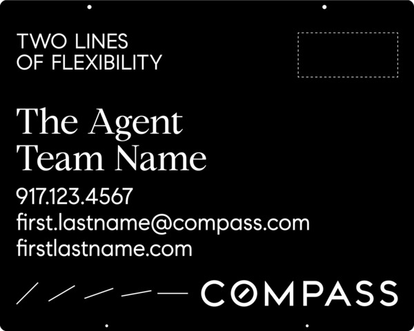 Hanging 2 Line Agent Name Sign Panel, 24h x 30w, Steel - Horizontal Logo